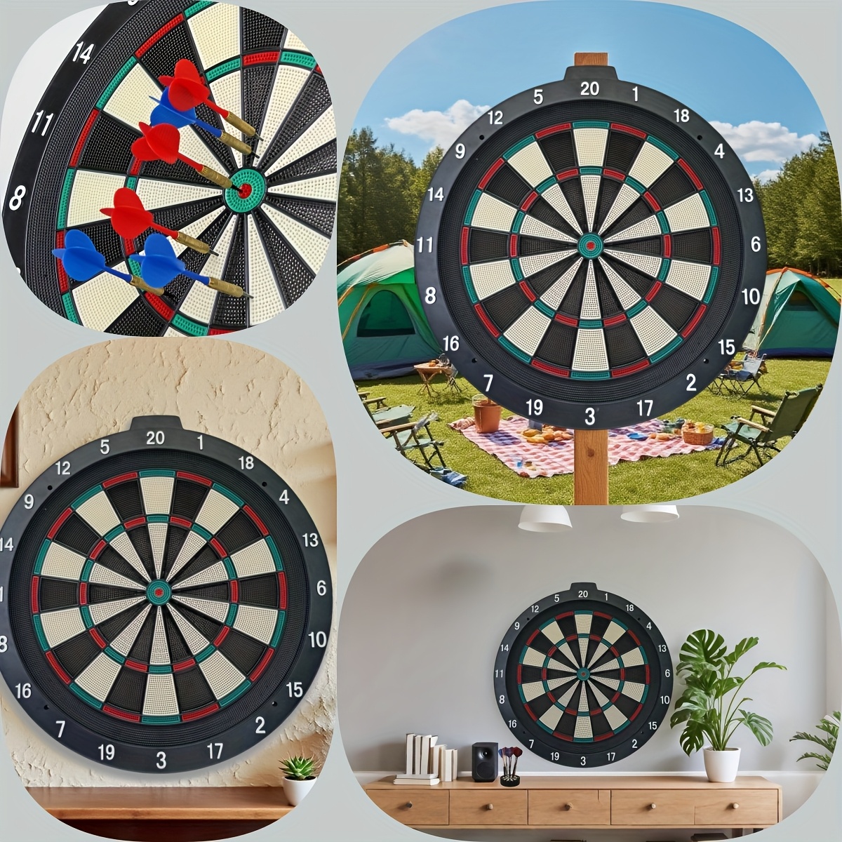 18-Inch Premium Black Safety Dartboard with 6 Exquisite Dart Set and 20 Soft-Tipped Darts - Ideal for Sports Training, Competitions, and Casual Use, Suitable for Indoor/Outdoor, Without Battery