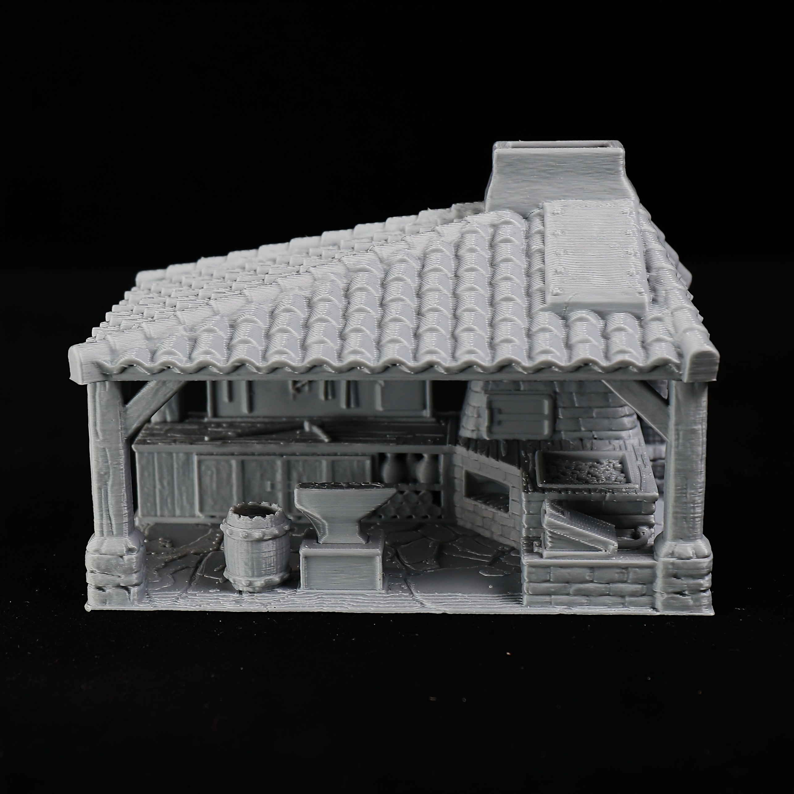 28mm Scale Blacksmith Miniature Set, Grey Pet Plastic, Fantasy Building Model Kit For Tabletop Rpgs, Game Experience Enhancement