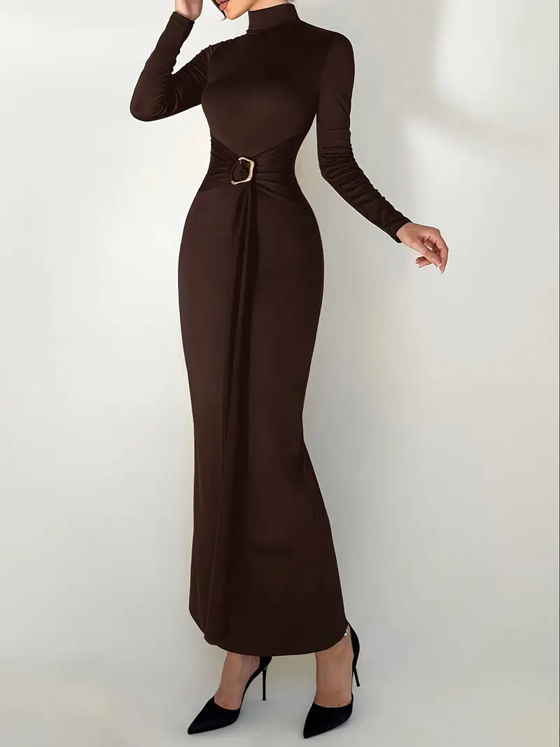 form fitting dress winter zaveiop Christmas Dresses for Women Fashion Elegant Fall and Winter Long Sleeve Belt V-Neck Christmas Print Dress for Holiday Party (Z1-Wine, L)