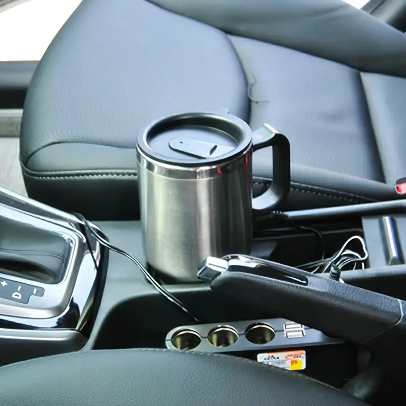 12v 450ml stainless steel electric heating car kettle vehicle heating cup camping travel kettle water coffee milk thermal mug details 6