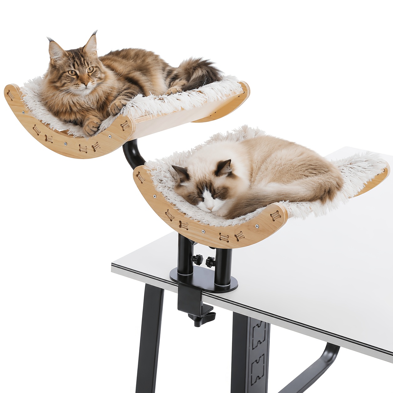Road Modern Clamp On Cat Bed With Adjustable Rotating Perch, Double Layer Desk Mounted Cat Furniture With Plush Cushion, Space Cat Lounger For Indoor Cats, Supports Up To 22.7kg