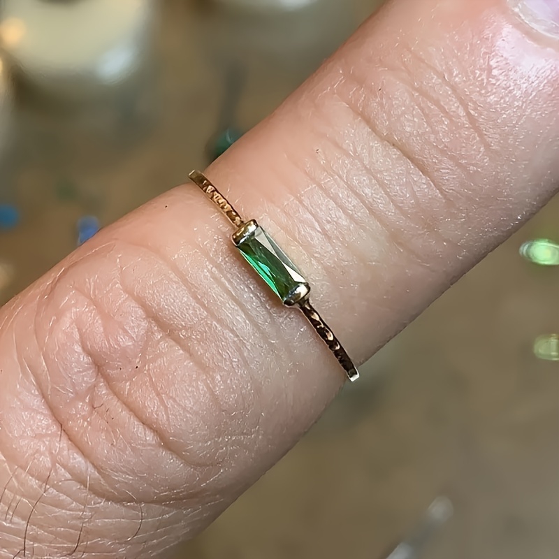 Image of Elegant Minimalist Vintage Square Synthetic Gemstone Ring, Women's Engagement Wedding Band, Jewelry Gift For Birthday Valentine's Day, Style