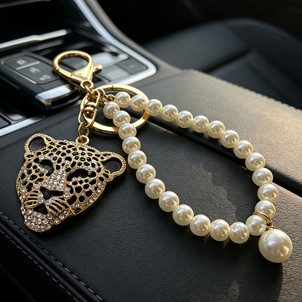 TEMU 1pc Metal Fashion Leopard Print Car Keychain, Elegant Ladies' Bag Key Hanger, Festival Gift