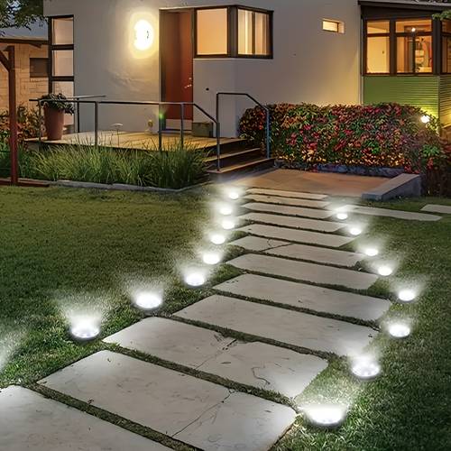 12 8 4 pcs solar stainless steel underground light smart sensor for gardens patios terrace access lawn driveways steps and walkways with 8 leds semi recessed mounting white warm color capacity is 600mah the product