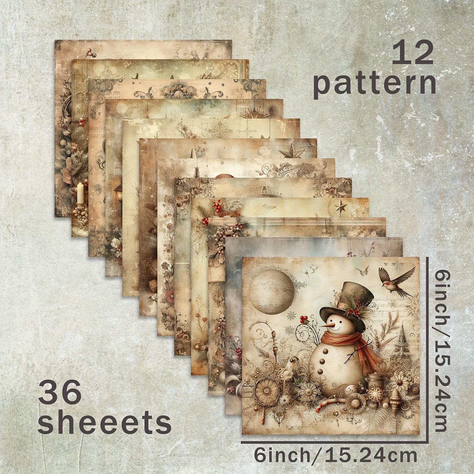 Image of 36 Sheets 6inch ( Christmas Background) Paper, Suitable For Journal Junk Journal Greeting Card Background Album And Crafts