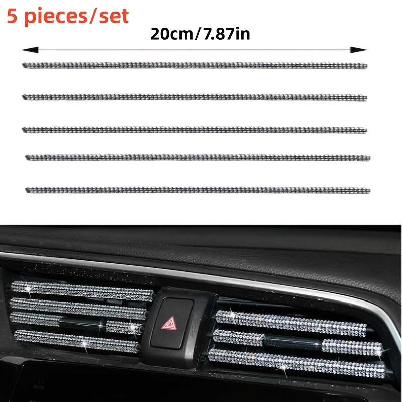 TEMU 5pcs/set, Car Air Vent Decorative Strips, Ac Vent Strips, Center Console Decor Set, Trimmable Sequin Clips, Interior Sparkling Ornament, Unisex
