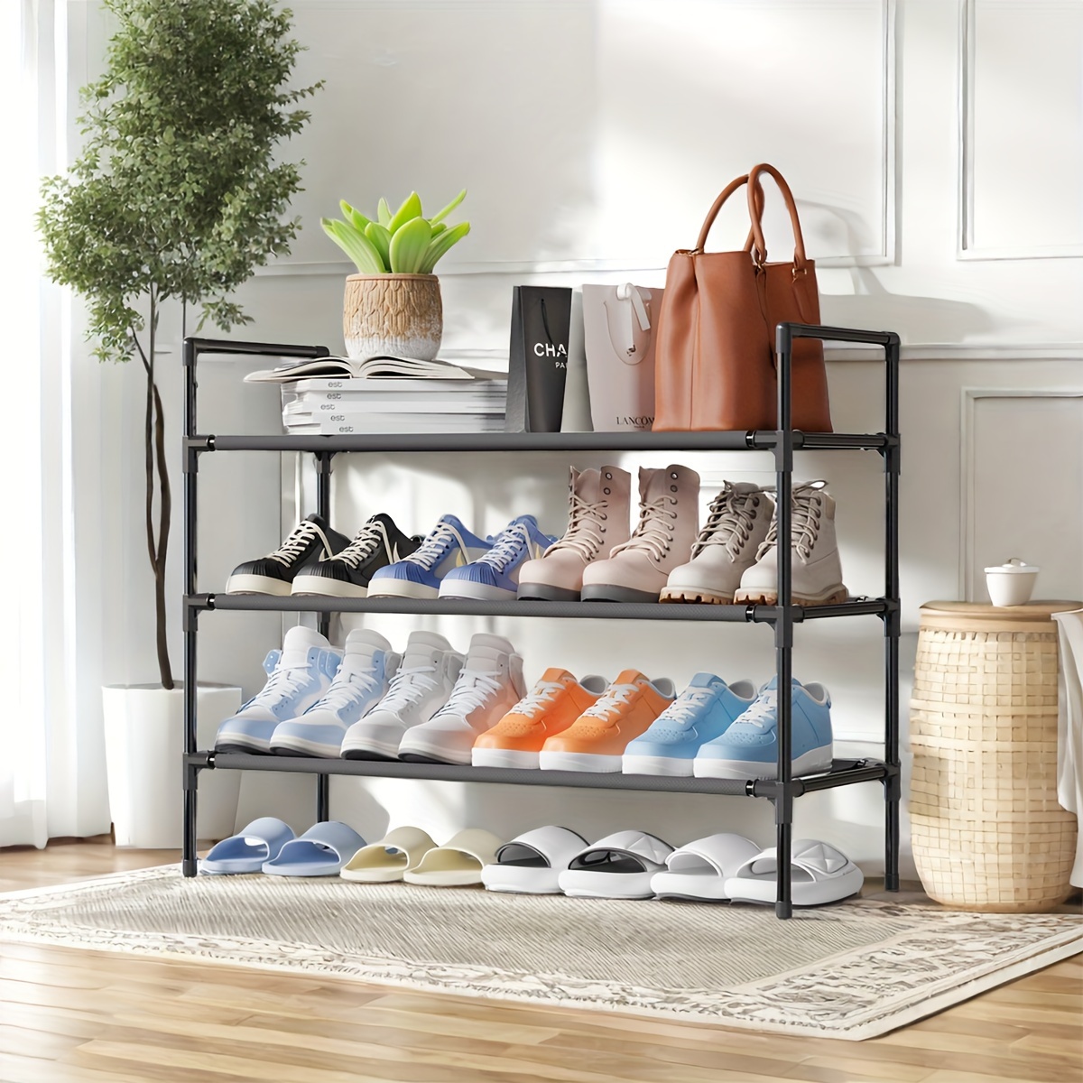 

3-tier Shoe Rack - Sturdy & Shoe Storage Solution, Stackable Shoe Rack For Closet, Ideal Shoe Organizer For Entryway, Garage &