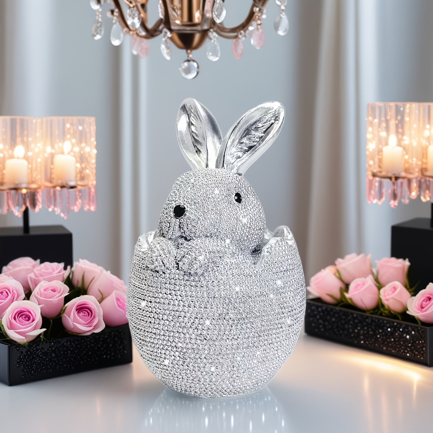 1pc Easter Bunny Ornament, Hatching Decor, High-quality Decorative Piece, Perfect For Home Decoration, Ideal Easter Gift, New Year Gift, Holiday Display Item, Rabbit Design, Exquisite
