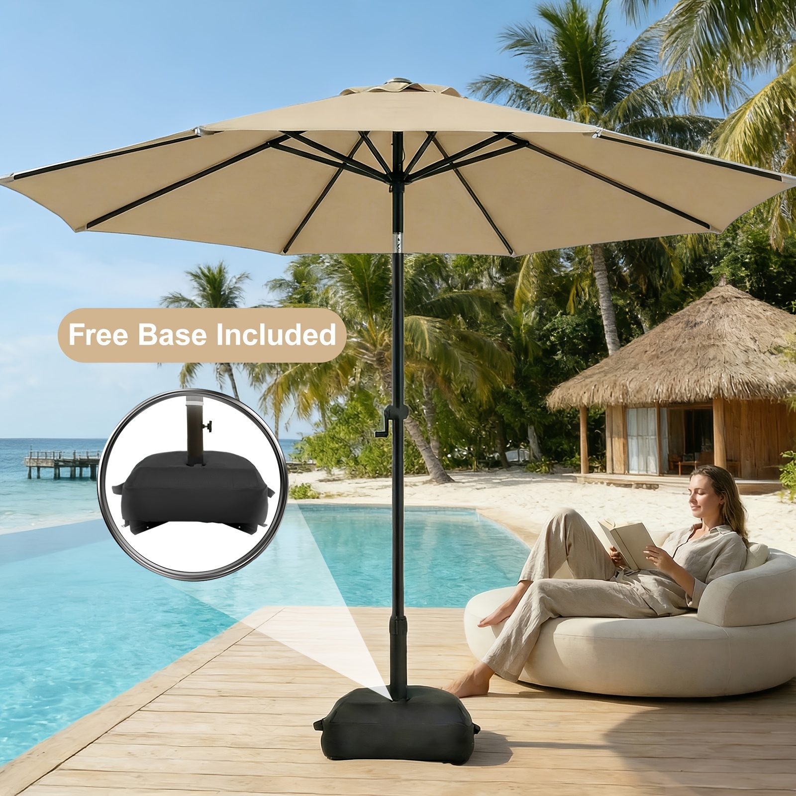 11 foot offset patio umbrella cover 11ft 8 Ribs Cantilever Supporting Bar Umbrella Replacement Canopy