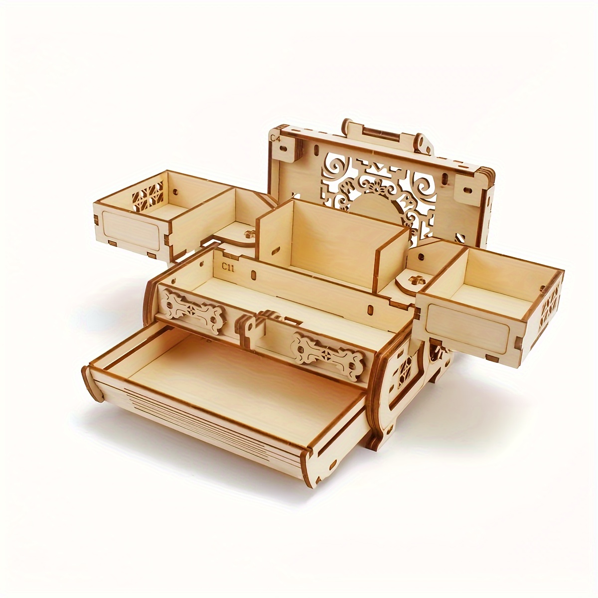 

3d Wooden Puzzle Treasure Box - Hand-assembled Mechanical Jewelry Box For Ages 12-14, Creative Gift Idea, Plywood Toy