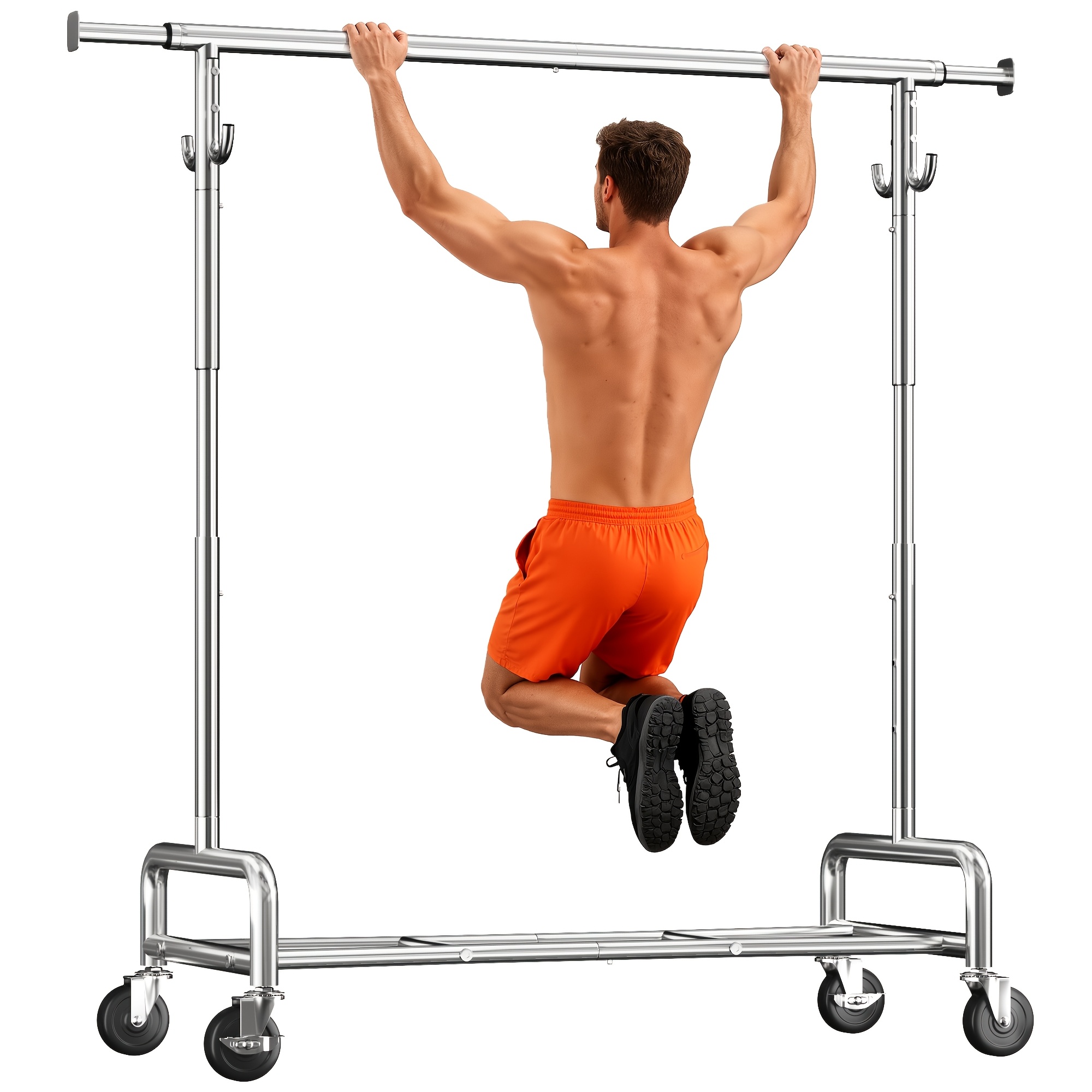 TEMU Raybee Home Storage Floor To Ceiling Clothes Rack, With Wheel Adjustable Clothing Rack, Used For Hanging Clothes, Metal Clothes Rack, Portable