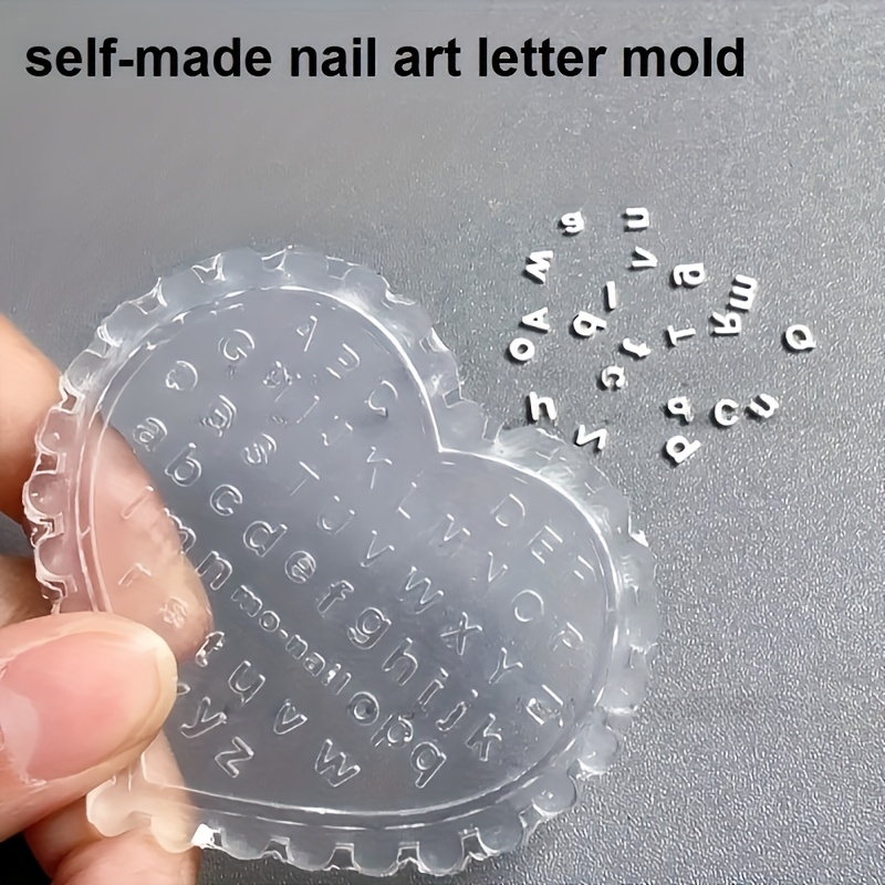 TEMU 1pc Self-made Nail Art Letter Mold, Carving Set With And Lowercase Letters, Transparent Nail Shaping Soft Mold Set For Quick Nail Trimming