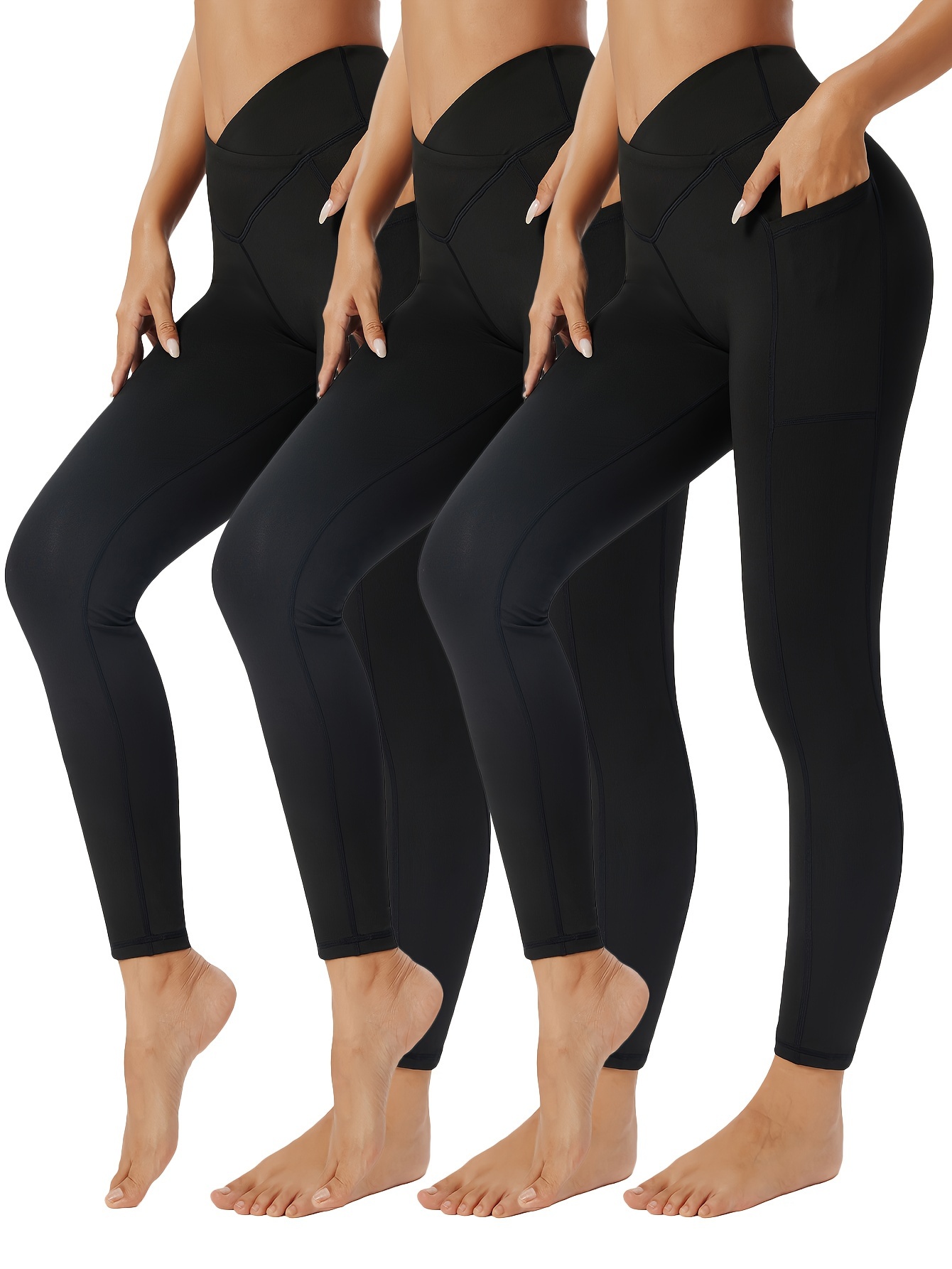 Hfyihgf V Cross Waist Leggings for Women Tummy Control Soft Workout Running  High Waisted Non See-Through Yoga Pants(Purple,L) 