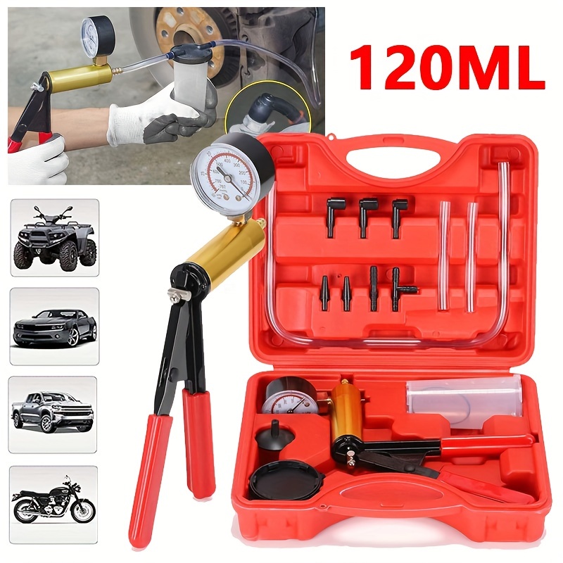 

Handheld Vacuum Pump Kit For Cars, Bikes & Trucks - Easy-to-use Changer With Pressure Gauge, Copper Construction