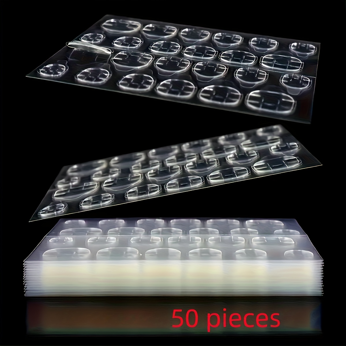 E-shop 50 Blatt Jelly-Kleber, 1200 Stück Ultradünne Doppelseitige Gel-Nagelspitzen, Superhaftende Fake-Press-On Nägel – Langlebig Wasserdicht Abnehmbar