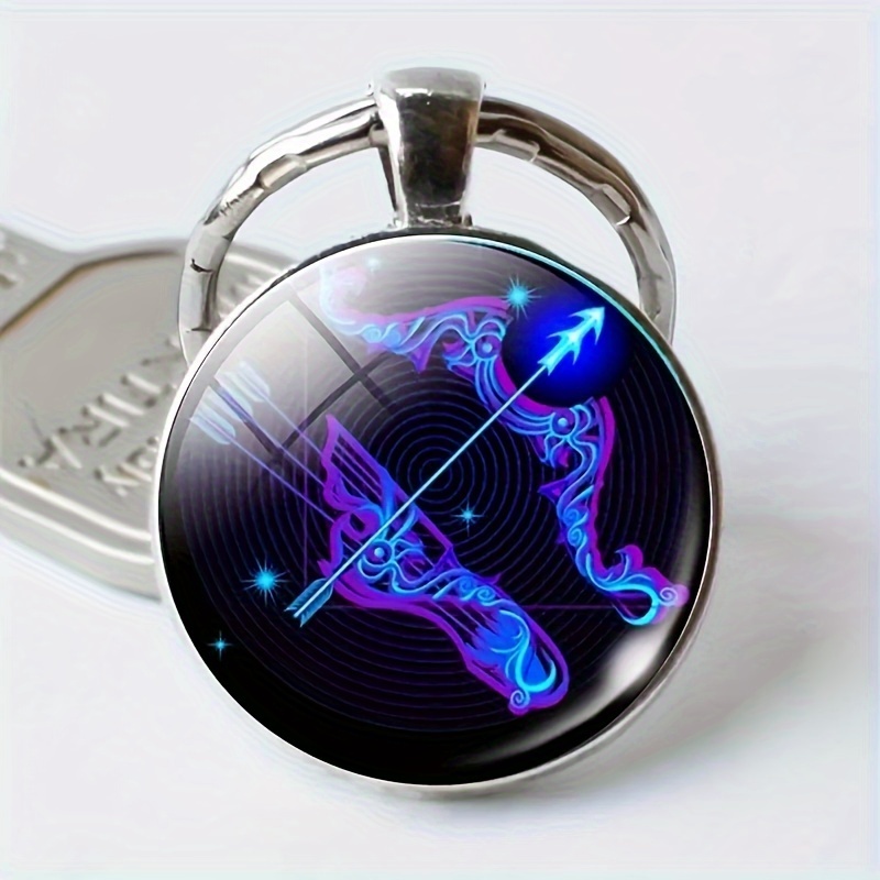 1pc Men's Pendant, Keychain Additions, Men's Keychain, Keychain, Zodiac Sign, Pendant, Glass, Keychain Cute, Glowing Keychain, Men's And Women's Fashion Additions