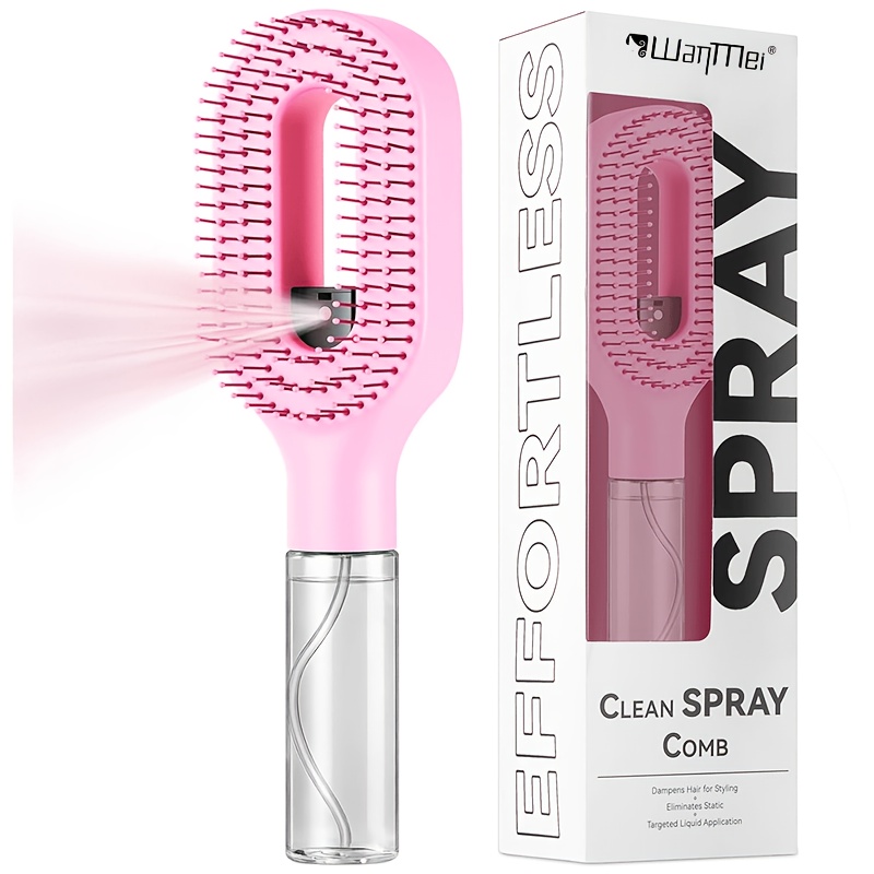1/2pcs Hairbrush Mister - Hair Mist Sprayer Brush, 2-in-1 Portable Nylon Detangling Hair Brush With Water Spray For Detangling And Styling - For Women