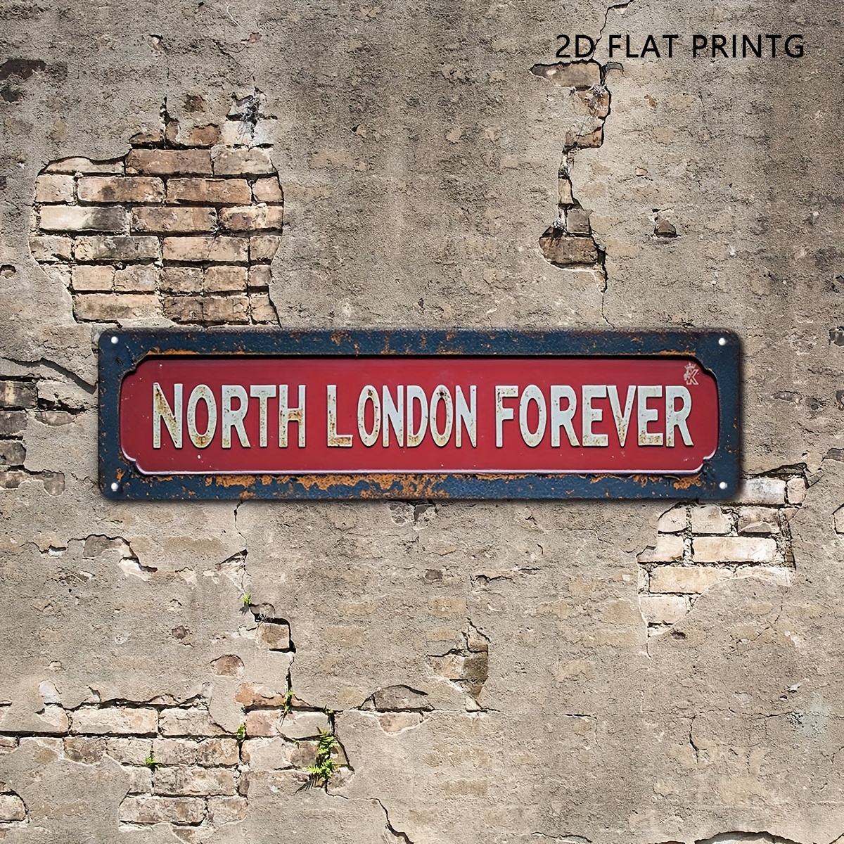 TEMU 2d Flat, 1pc North London Fc Fan Slogan Metal Sign - Vintage Wall Decor Suitable For Garden, Bar, Cafe & Cave - Outdoor/ Decoration Gift For