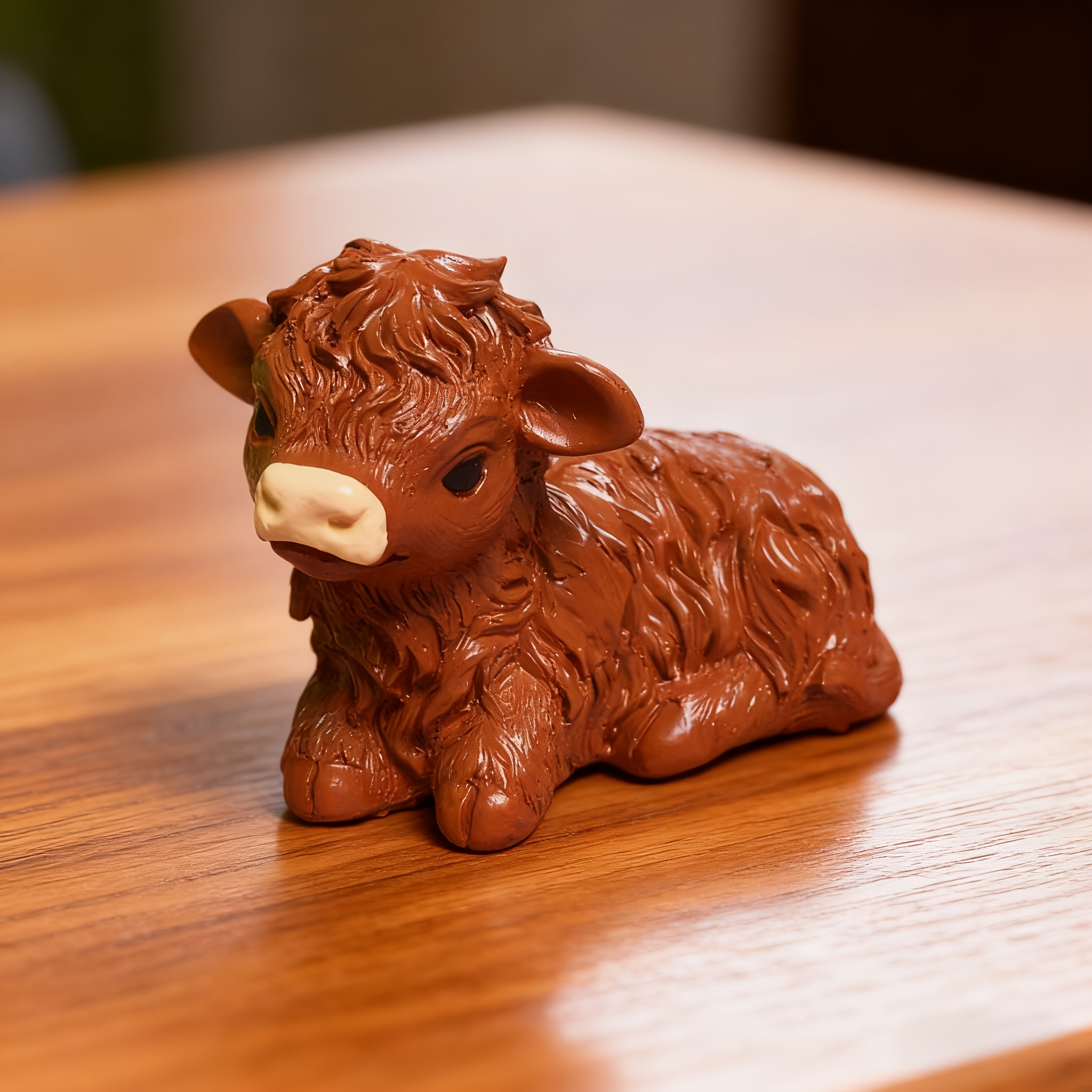 1pc Cute For Highland Cow Resin Collectible Figurine, Animal Ornament For Living Room, Bedroom, Office Desktop, Bookshelf, Unique Gifts For Highland Cow Enthusiast