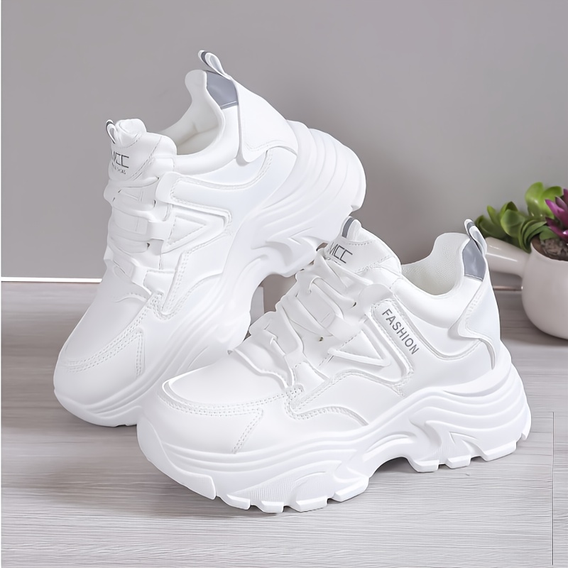 Image of Women' Platform Dad Shoes With Stylish Laces, Featuring Height-increasing Insoles , Ideal For Fashionable Casual And Sporty , Women Shoes, Sneakers