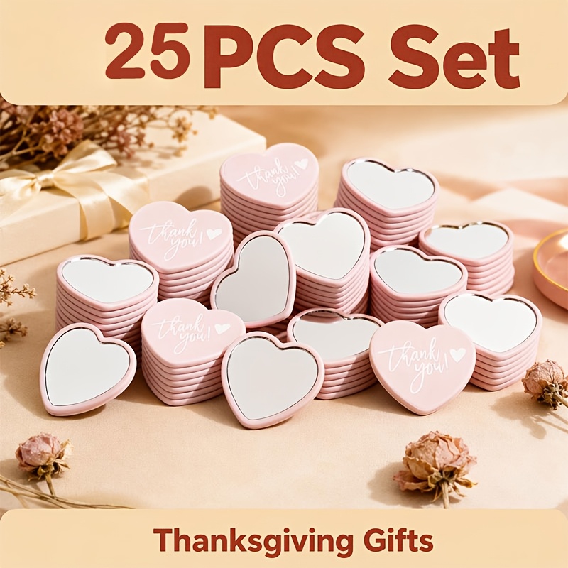 TEMU 25-pack Mini Handheld Mirror With "thank You" Print, Portable Pocket Makeup Mirror For Women And Girls, Perfect Gift For