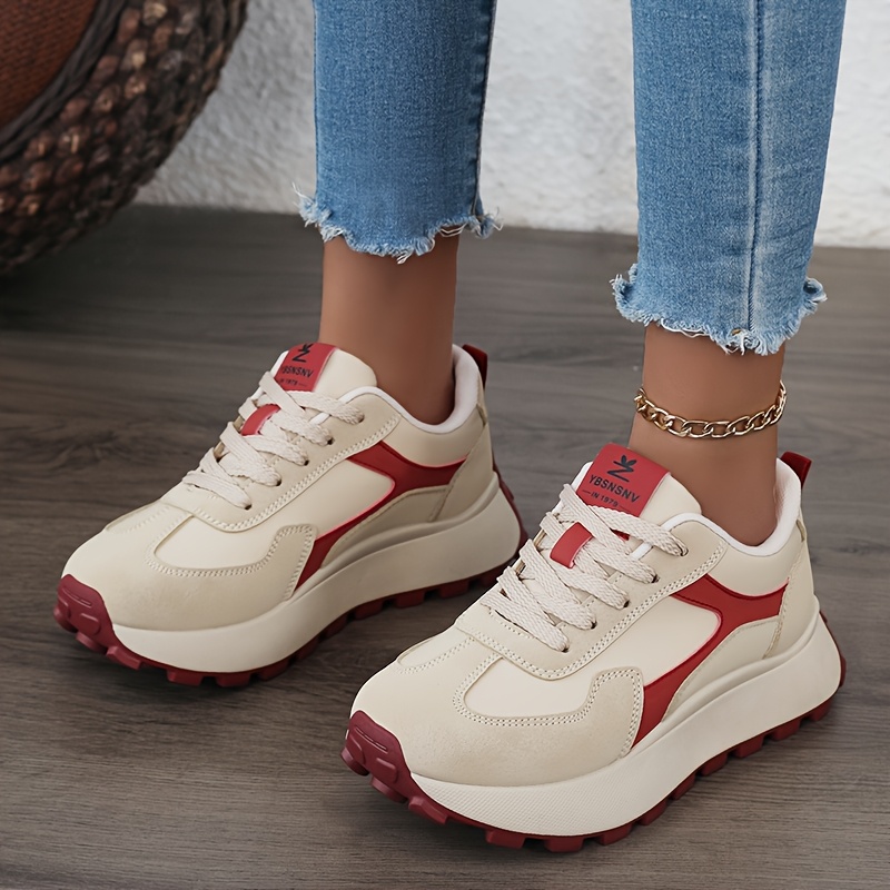 baskets dextérieur pour femme 2025 printemps/été, chaussures polyvalentes décontractées respirantes à semelle épaisse et à   surélever pour la randonnée, le skateboard, chaussures pour femme Détails du produit 5