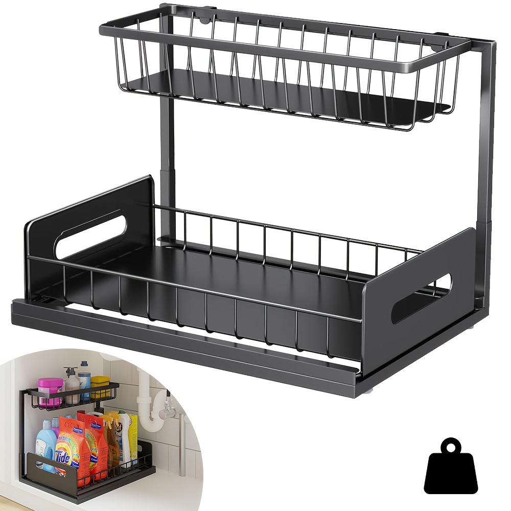 E-shop 2-stufiger großer Kapazitäts-Pull-Out-Aufbewahrungs-Organizer-Schublade - Langlebig, Platzsparend, Einfacher Zugriff für maximale Aufbewahrung -