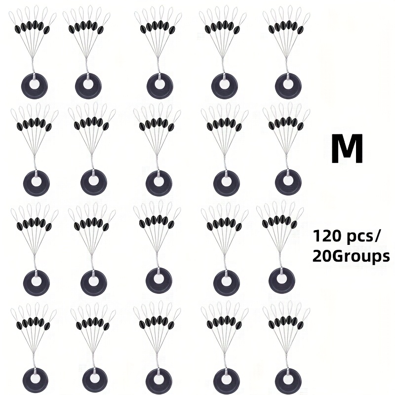 120pcs Rubber Fishing Floats, Black Fishing Float Stoppers, Fishing Float Beans, Fishing Additions