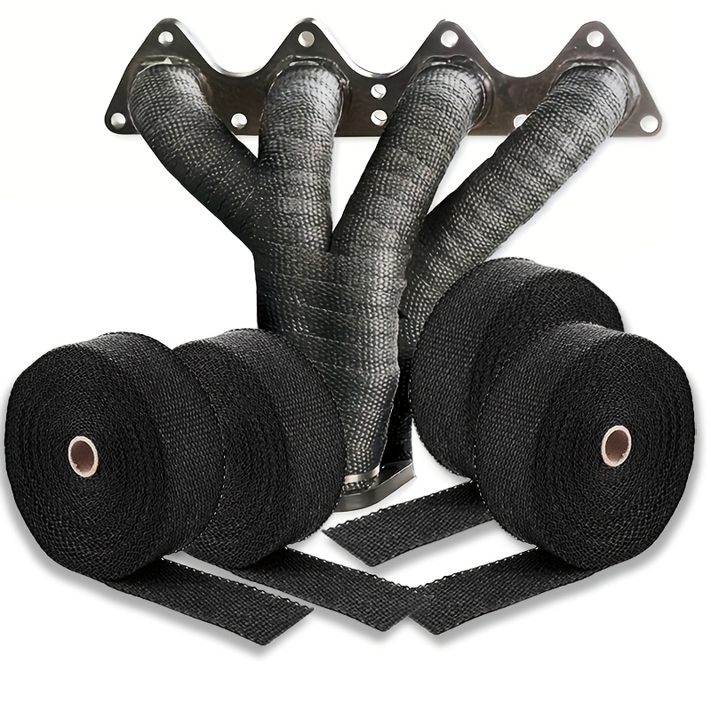 high temperature glass fiber tape 196 5 inch insulation heat resistant up for exhaust wrap durable fiberglass insulating tape for automotive and motorcycle applications on metal   and pipes