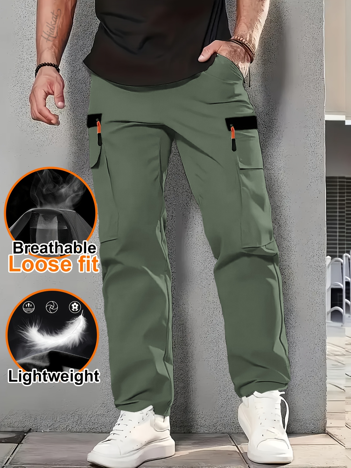 Men's Outdoor Loose Cargo Pants with Multiple Pockets