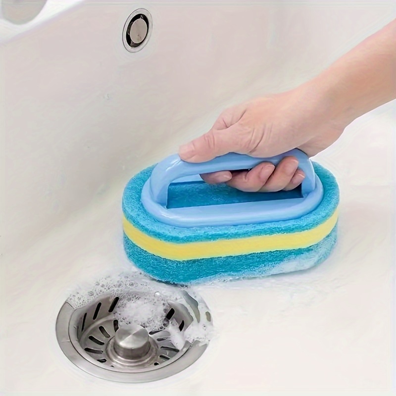 Handle Sponge Cleaning Brush, Can Be Used for Bathrooms, Bathtubs and Tile Cleaning Brushes, Kitchen Cleaning Sponge Wipes, Dishwashing Sponge Brushes, Pot Brushes, Durable Cleaning Sponges, Powerful Stain Removal, Cleaning Supplies, Strong Bathtub, Tile and Kitchen Sponge Cleaners, Durable Dishwashing Tools, Can Clean Efficiently