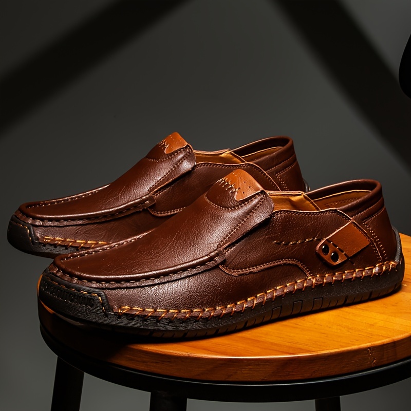 mocasines de hombre de talla  , sin cordones,  , de corte  , transpirables, para  , para exteriores, casuales, con costuras hechas a   5