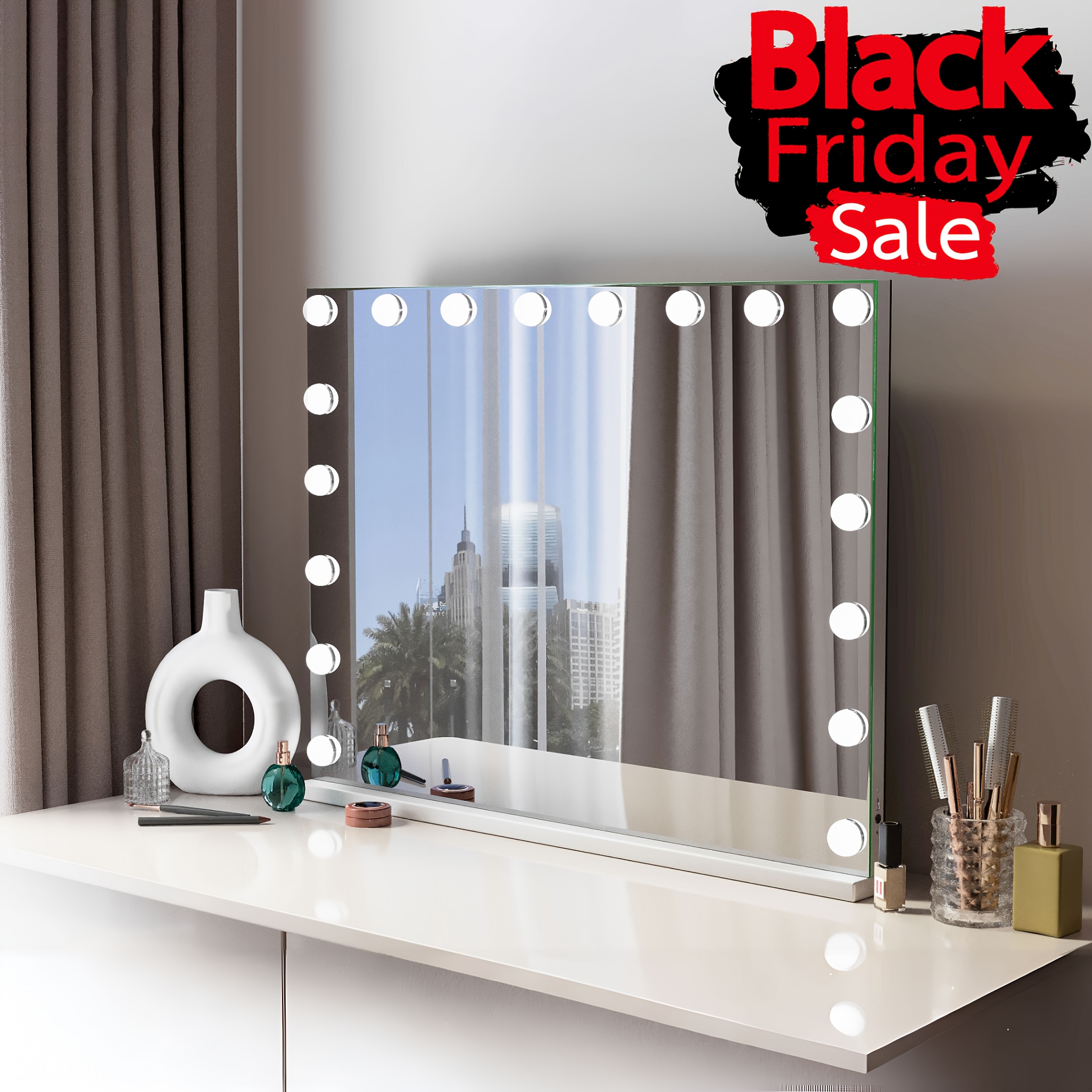 

Makeup Vanity Mirror With Lights Usb Charging For Phones Tabletop Wall Mount 32''x23''