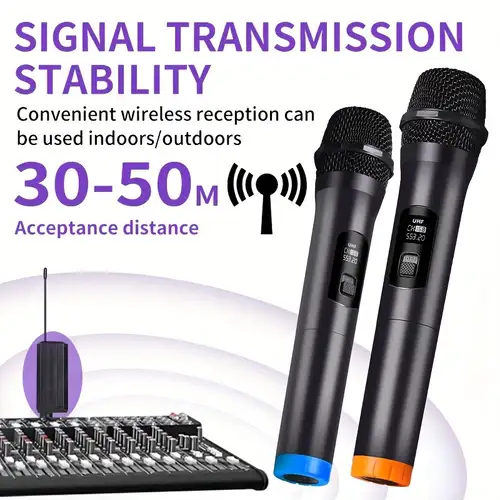 Sistema Microfonico Wireless Karaoke UHF - Set Completo Con Mixer, HDMI ARC, Doppia Riduzione Rumore, Per Feste E Conferenze