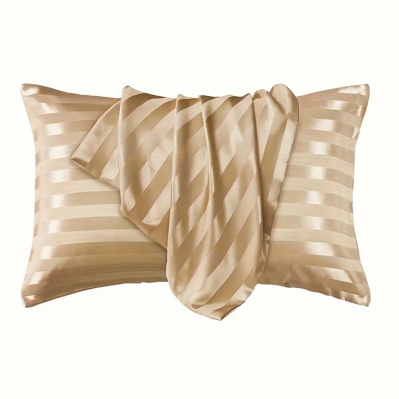 1pc   golden striped satin pillowcase hypoallergenic stain resistant envelope closure machine washable     woven polyester active printing 90g ideal for bedroom living room decor details 0