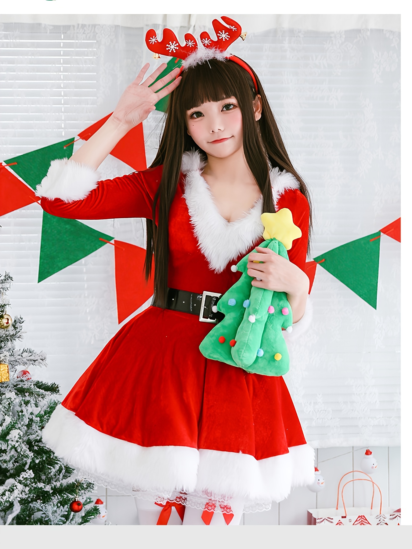 cute santa claus dress FancyFun 5 Pieces Girls Dress, Santa for Girls Kids Mrs Costume with Belt Hat Christmas Cosplay Set A 3-4T : Clothing, Shoes & Jewelry With an intricate fair isle ugliest Kawaii merry christmas cute