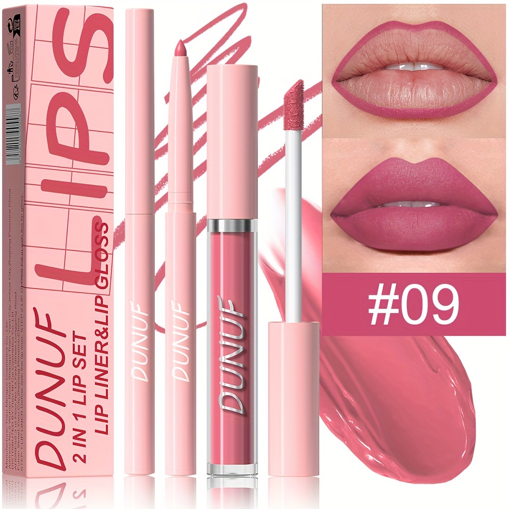 velvet matte lip gloss och liner set - 2 i 1 vattentät, svettålig, långvarig flytande läppstift, fulltäckande , hudkompatibilitet, multi-tone, - present - beauty & health - Temu Sweden