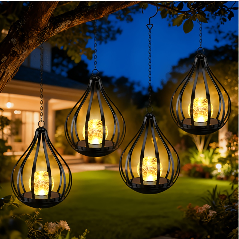 E-shop 2-in-1 Solar Laterne - Tropfenförmige Knistende Kugel Solar Gartenleuchte, Ideal für Garten, Rasen und Hinterhof Dekoration, für Frühlings- und