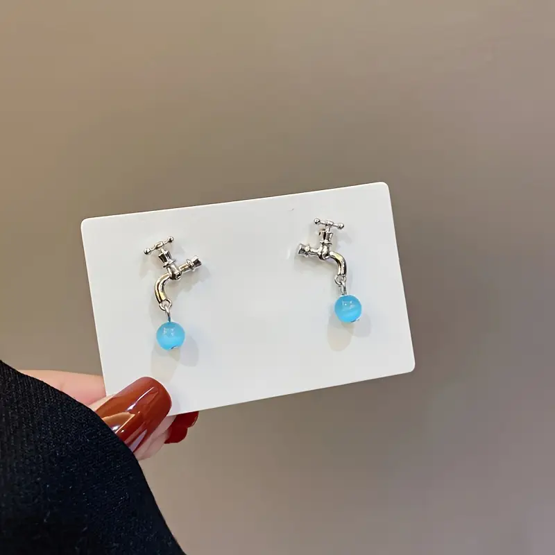 fashionable and cute earrings faucet shape earrings for women and girls sweet and essential gift earrings for party holidays details 8