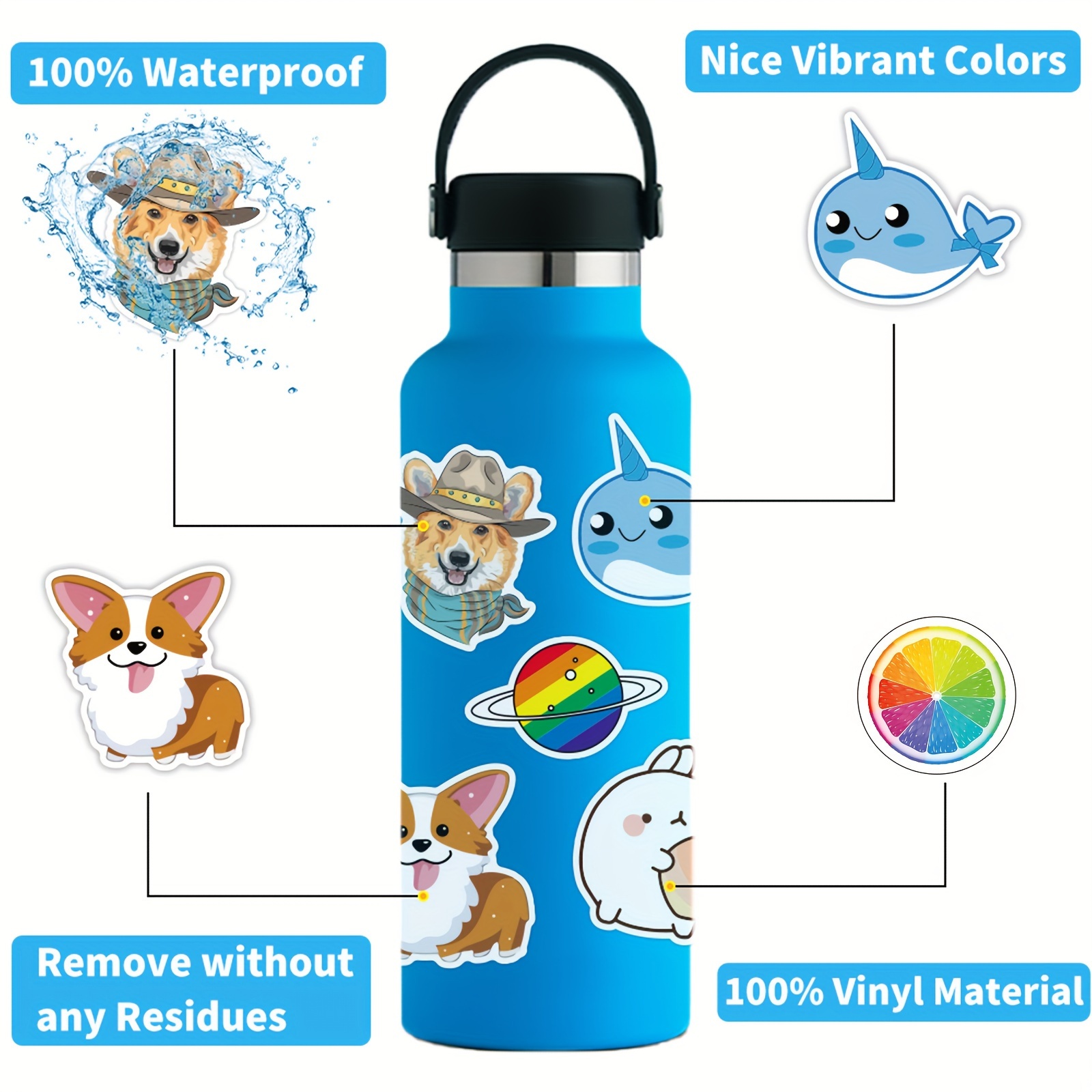 Stickers for Water Bottles, 100 Pack/PCS Hydroflask Stickers