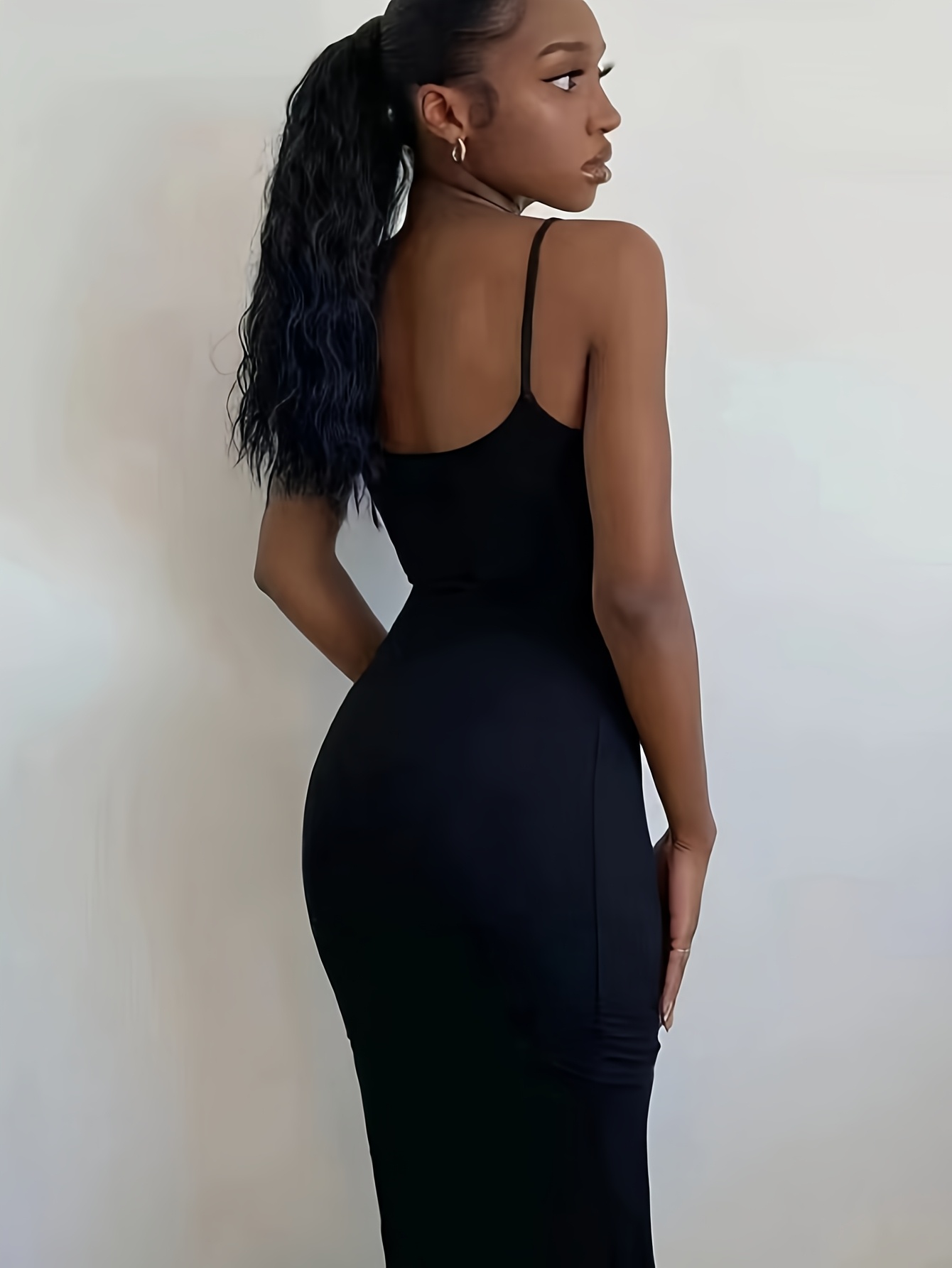 womens black sleeveless bodycon maxi dress low neck a line Temu