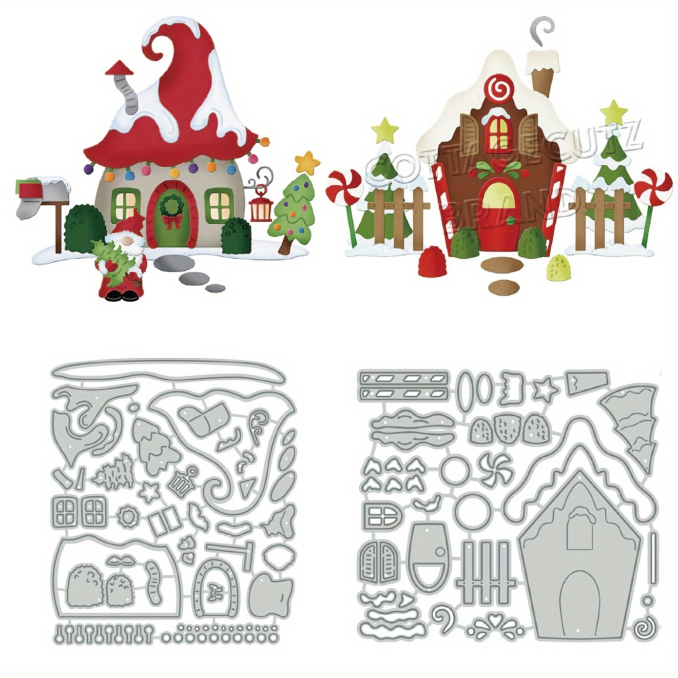 Troqueles De Corte De Metal * Para Manualidades DIY - Santa Claus De Navidad, Campana Y * Plantilla De Corte Con Bordes De Corte Precisos