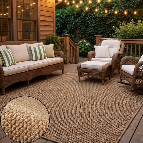 a japanese style rug replicating thickened sisal texture high density woven texture is full does not shed hair or pill enhances suitable for rvs camping decoration