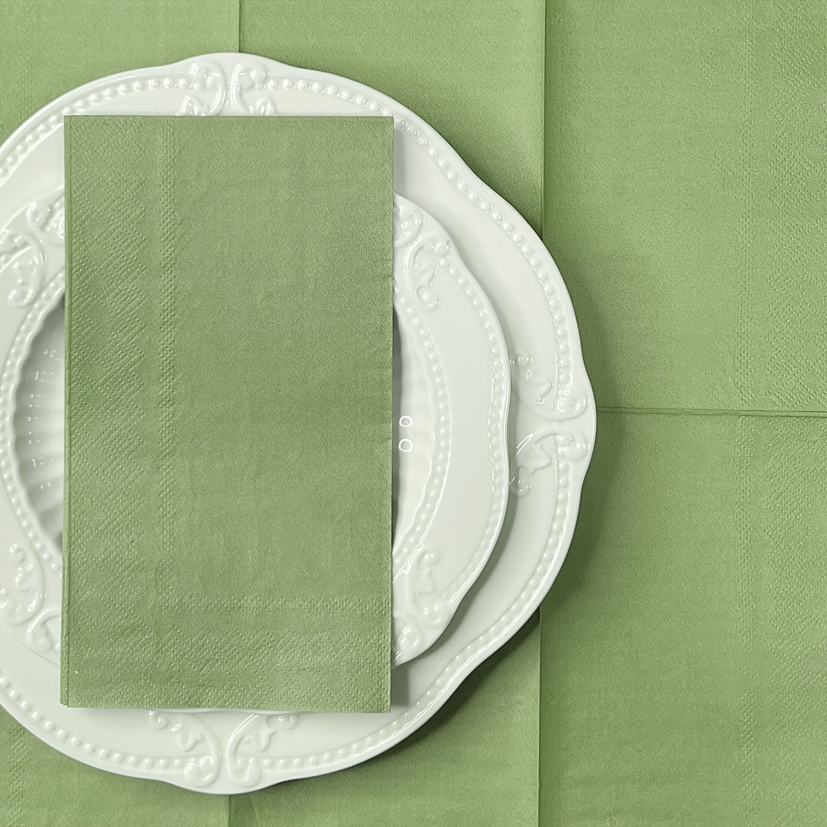Image of 20 Sheets/set, 2-ply Sage Green Solid Color Party Napkins 15.7x13inch, Wedding Party Decorative Paper Napkins Restaurant Hotel Dinner Kitchen For Halloween、christmas