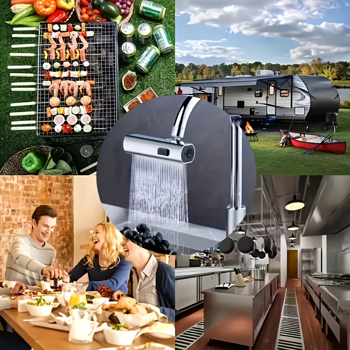 [1pc Grifo de Cocina] 1pc Grifo de Cocina Moderno con Cascada Giratoria de 360° 3 en 1, Aireador de Ahorro de Agua, 3 Modos de Flujo | Extremo Pulido, Extensión de Aumento de Presión, Boquilla Antisalpicaduras, Grifo de Cocina para RV, Grifo de Fregadero de Cocina