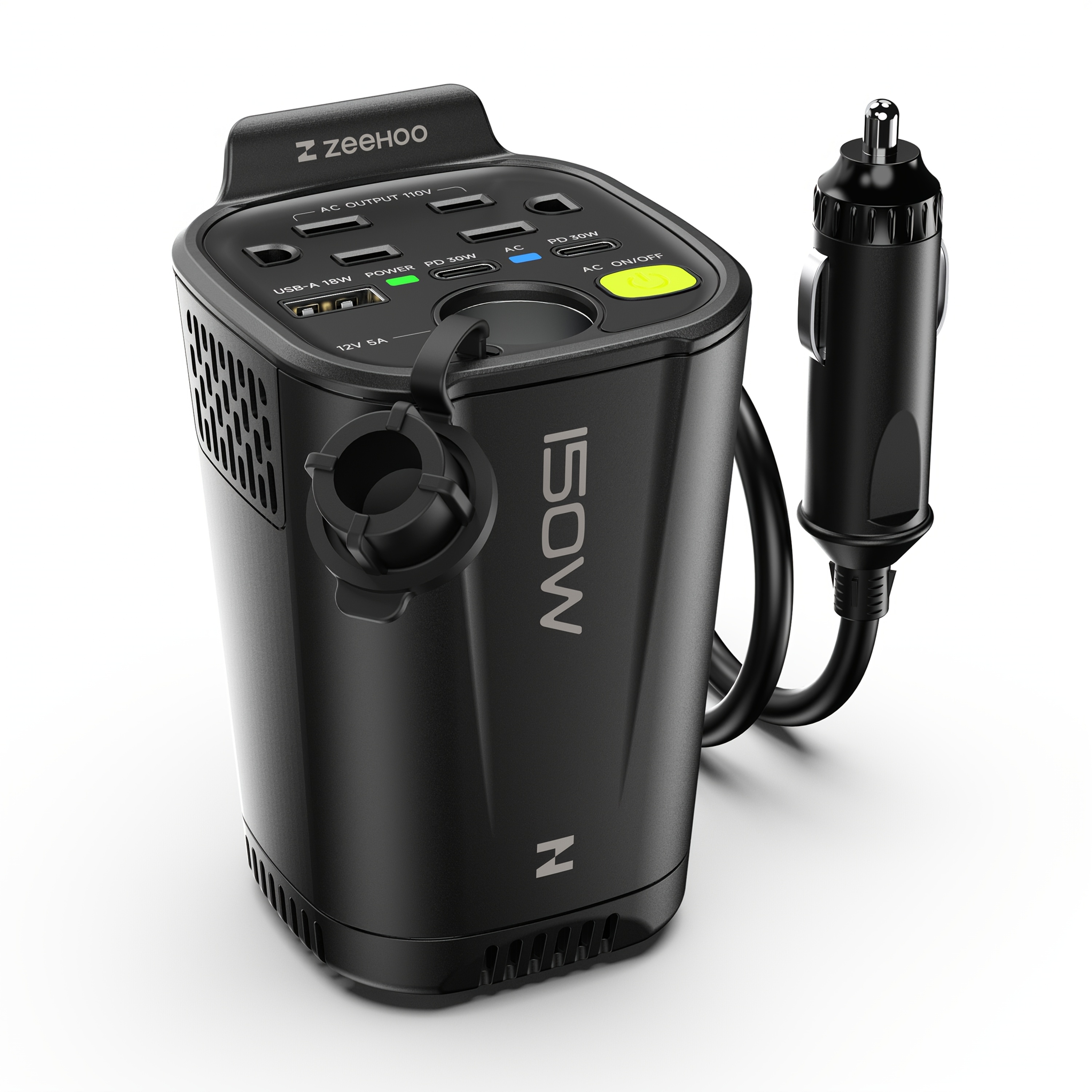 TEMU 150w Car Power Inverter With 12v To 110v Ac Car Plug Adapter Outlet Converter, 2 Ac Outlets, 18w Usb A, Dual 30w Charger - Heavy-duty Black