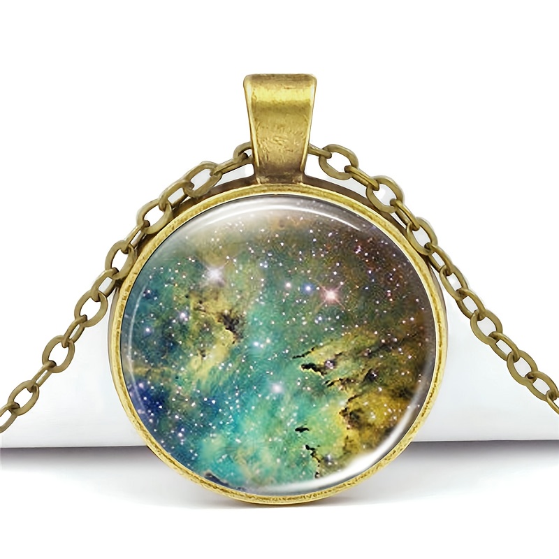 Women's Classic Chain Necklace with Colorful Glass Inlays