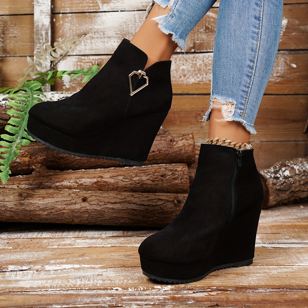 Elegant Women's Round Toe Super High Heel Platform Ankle Boots