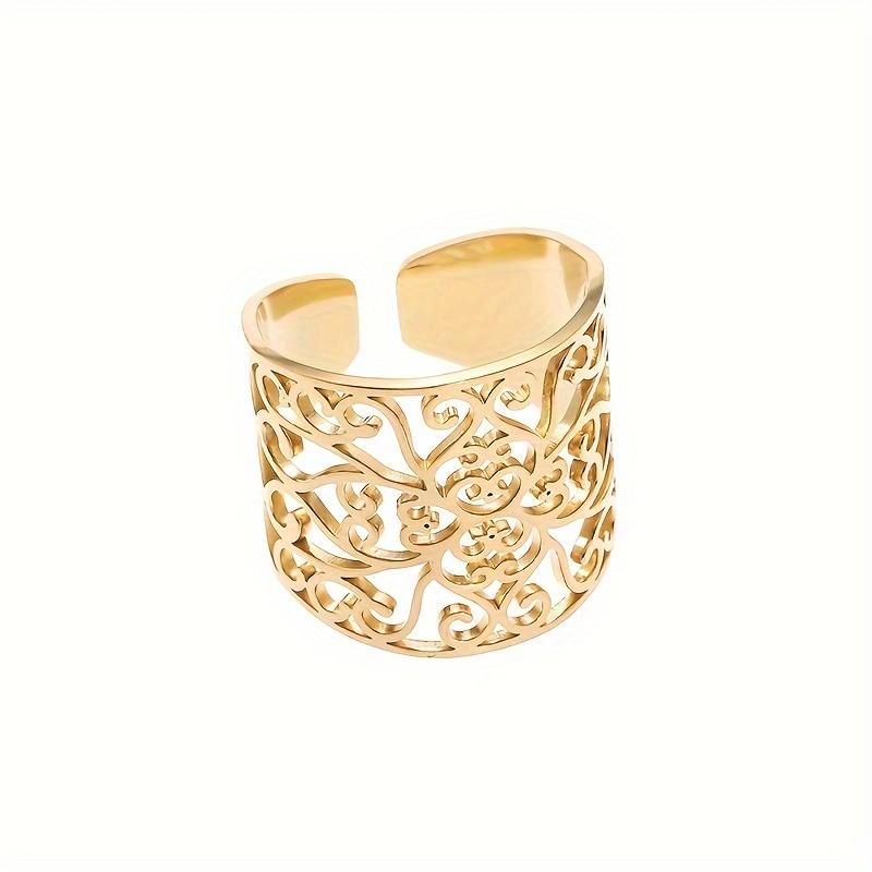 Women's Heart Flower Stainless Steel Ring