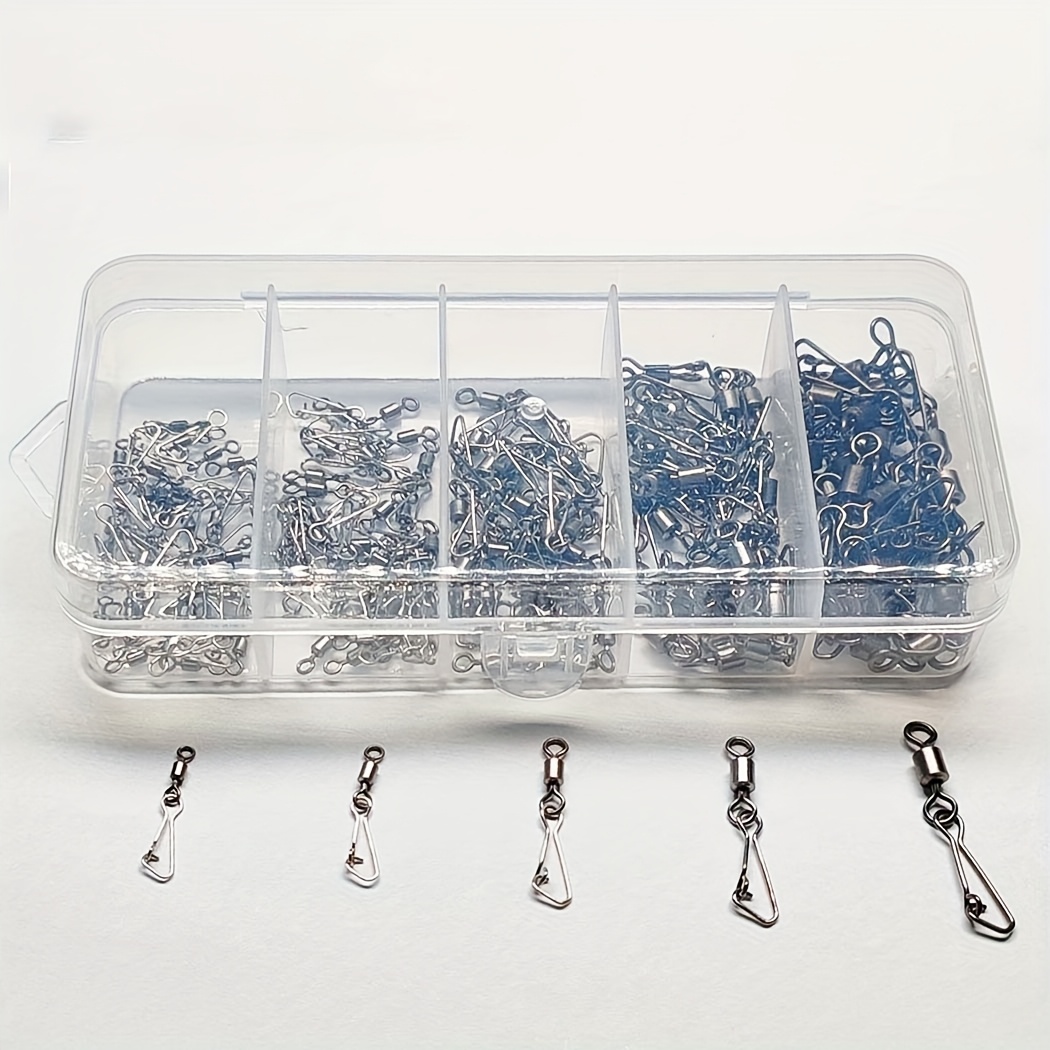 100pcs/box Fishing Connector Swivels Snap 10#-2# Rolling Swivel For Link Fishing Lure Accessories